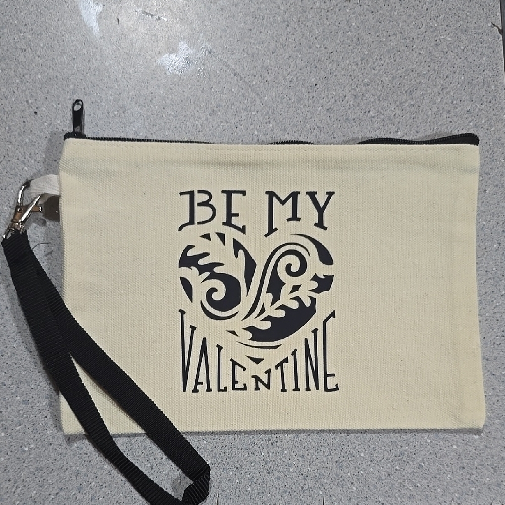 Hand made Be My Valentine Canvas Wristlet bag